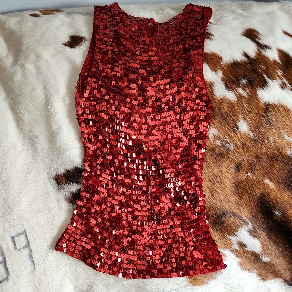 Jessica Red Sequin Tank Top - Picture 7 of 8